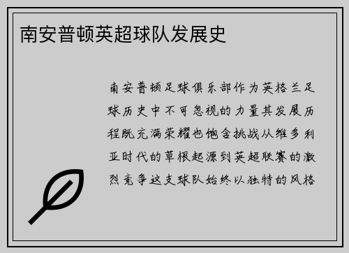 南安普顿英超球队发展史
